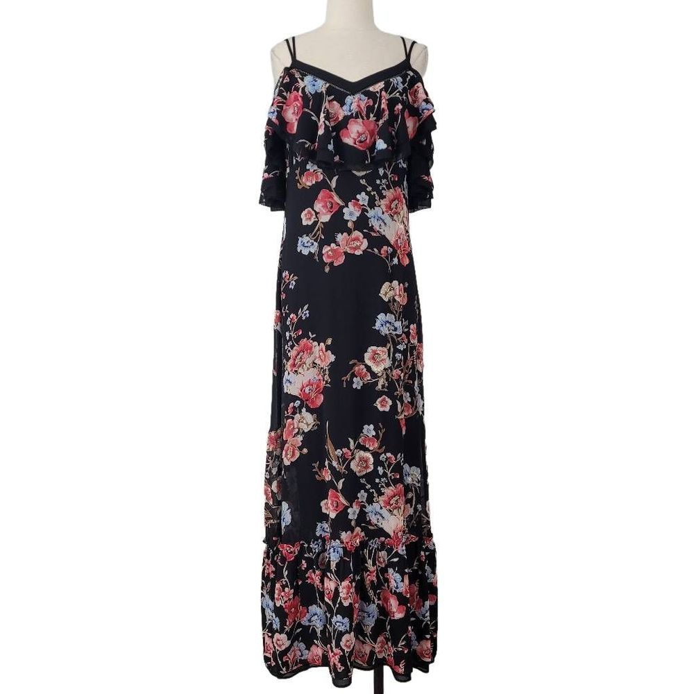 White House Black Market Floral Maxi Dress - Black and Pink